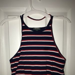 Red white and navy striped crop top